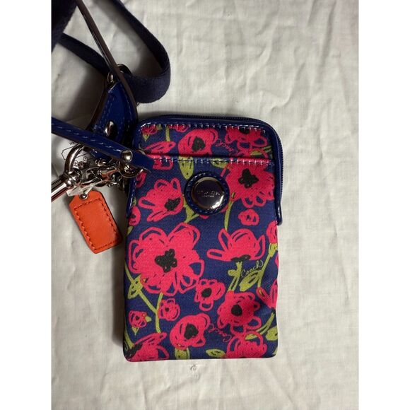 Coach Floral Crossbody & Wristlet Set – Bold Navy & Pink Bloom Print - Picture 3 of 4